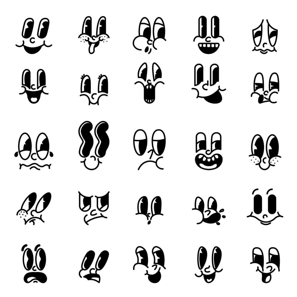 Muzzle doodle character face with expressions vector