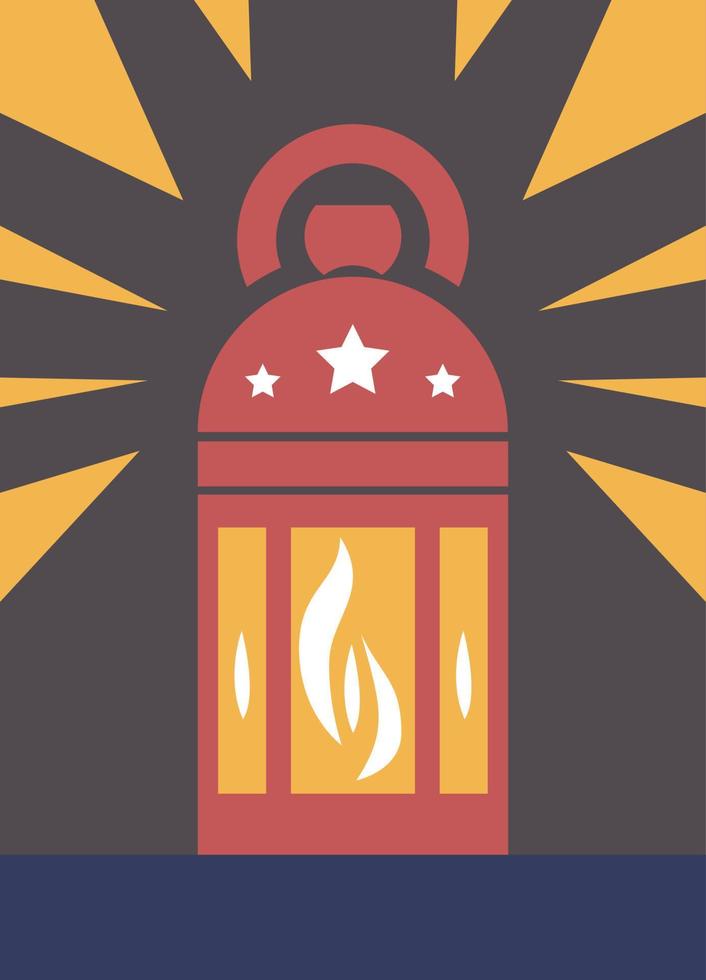Lantern with lights and flames, xmas symbol vector