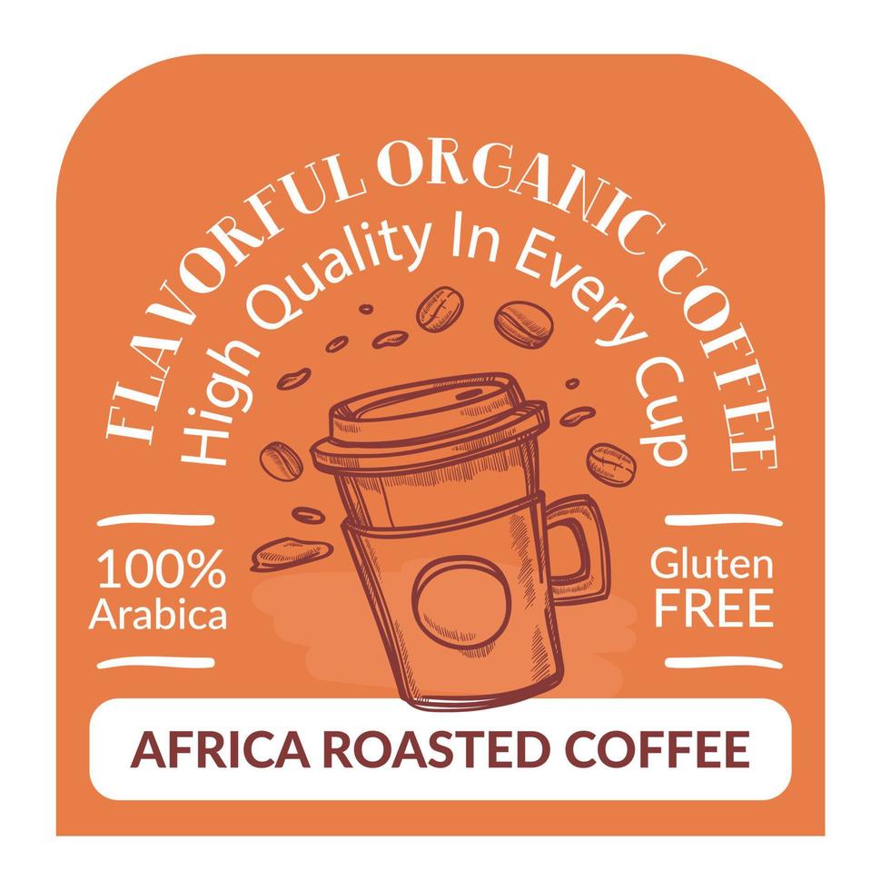 café orgánico aromatizado, arábica de alta calidad vector
