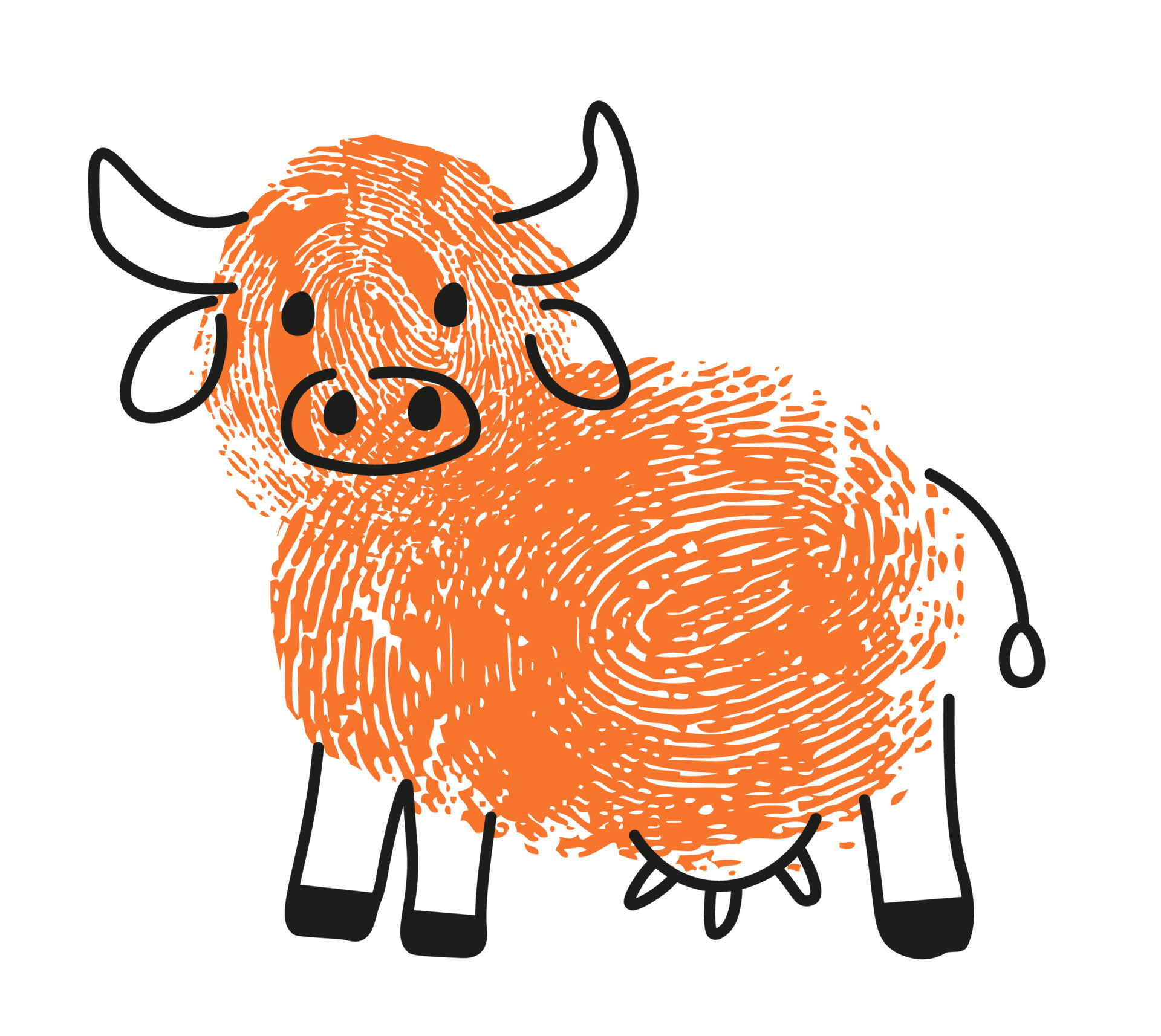 Thumbprint drawing of bull or ox animal vector 17549362 Vector Art at  Vecteezy