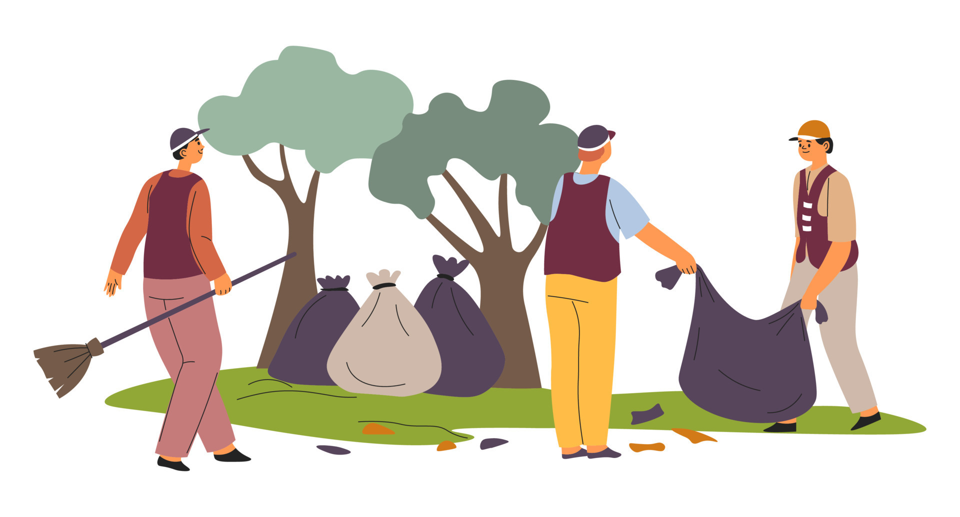 Volunteers cleaning park or forest throwing litter 17549366 Vector Art