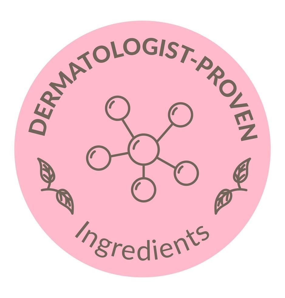 Dermatologist proven ingredients, label or logo vector