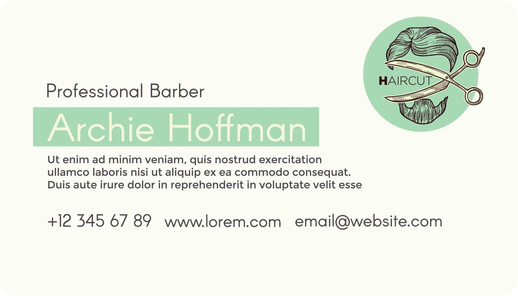 servicio de peluquería profesional, vector de tarjeta de visita