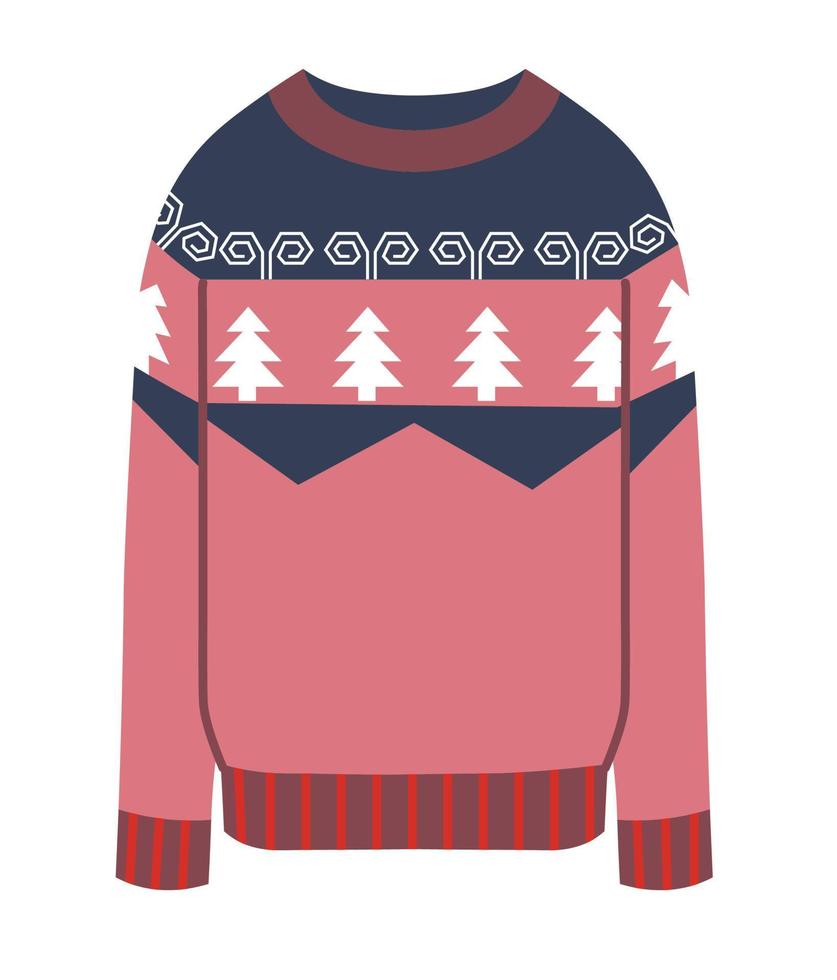 Clothing for winter, knitted sweater with pines vector