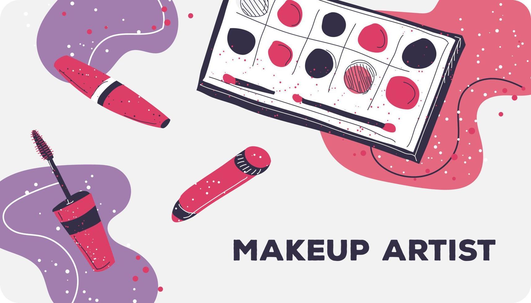 Make up artist business card with palette vector
