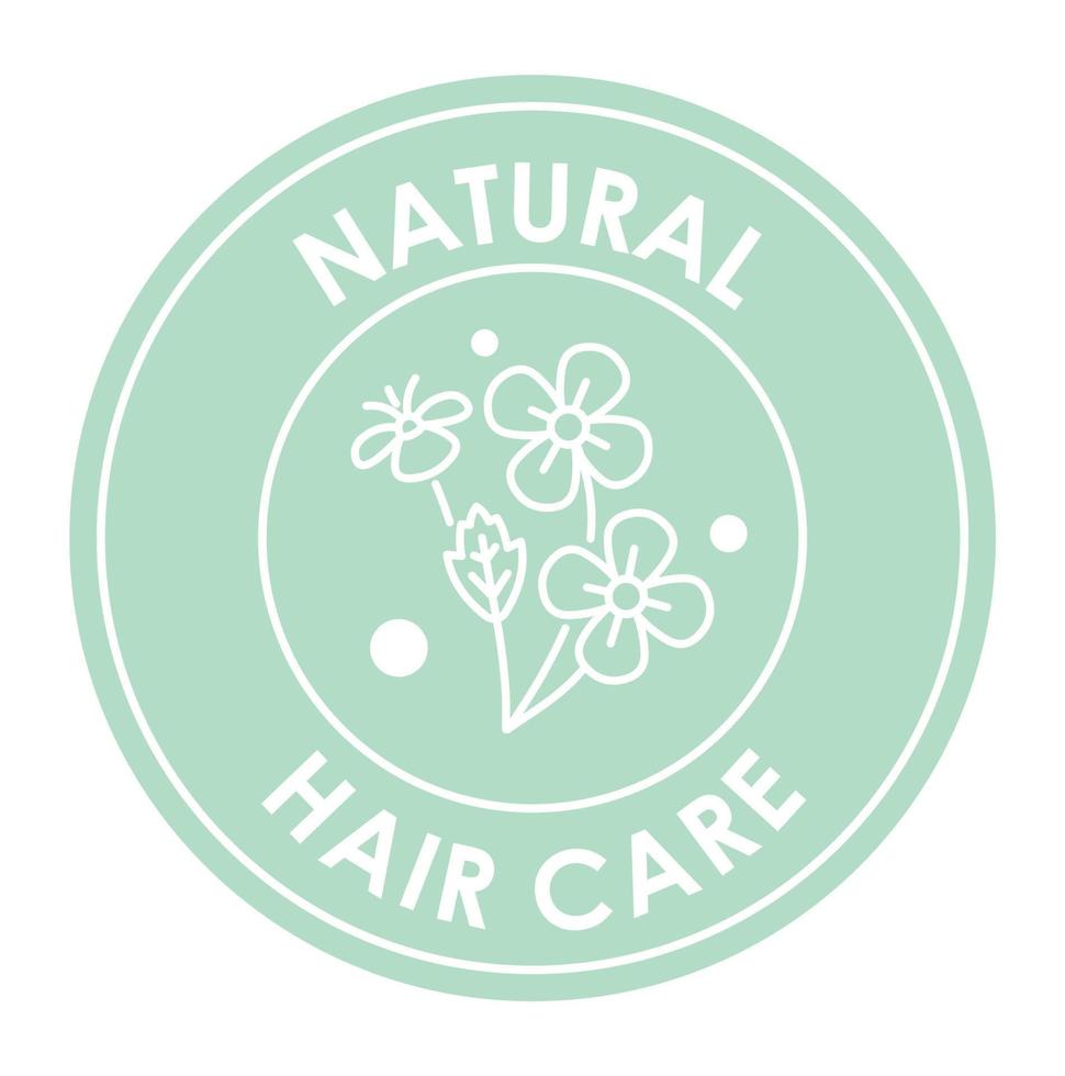 cuidado y tratamiento natural del cabello, etiqueta para el producto vector