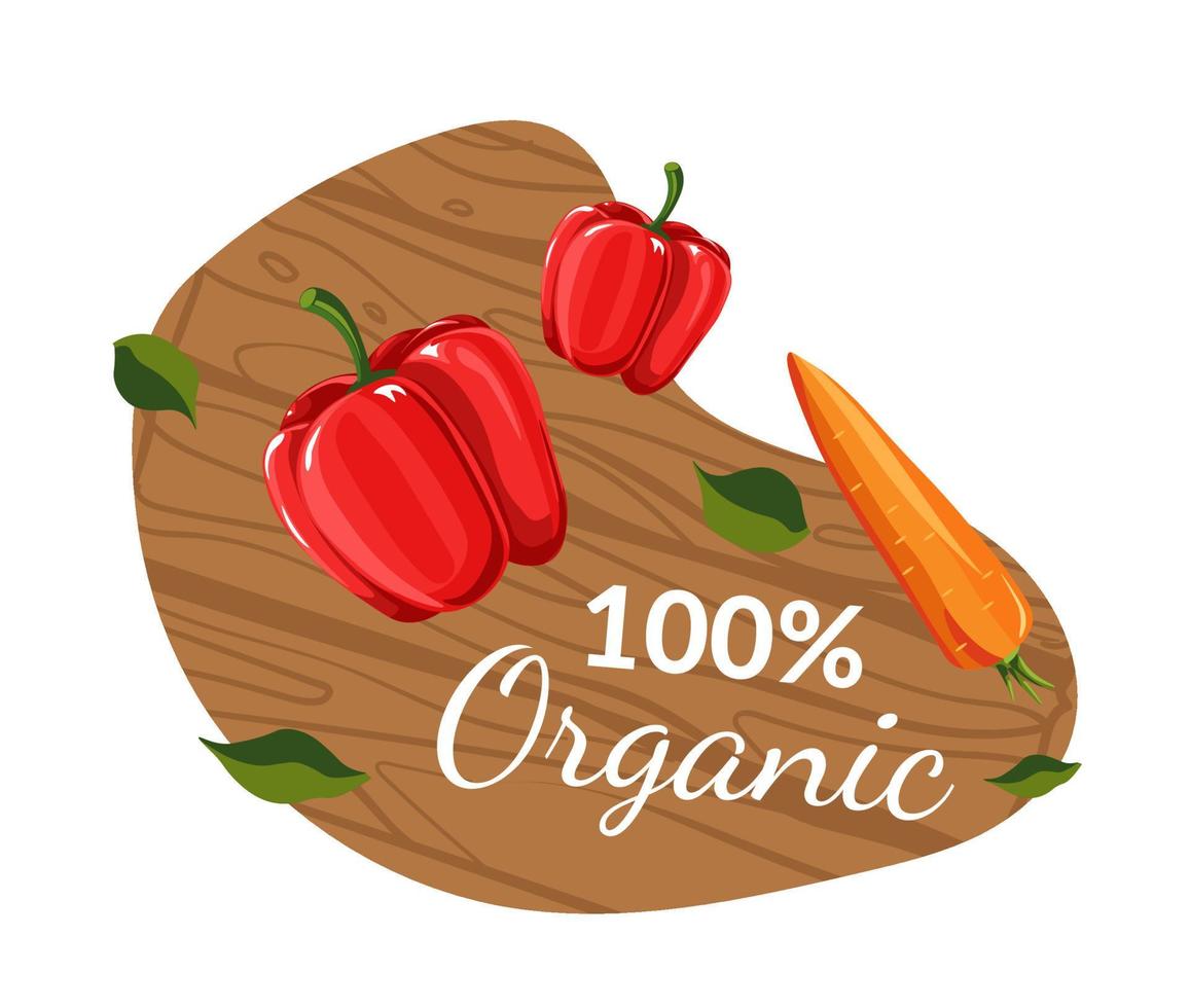 Organic and natural meal, peppers and carrots vector