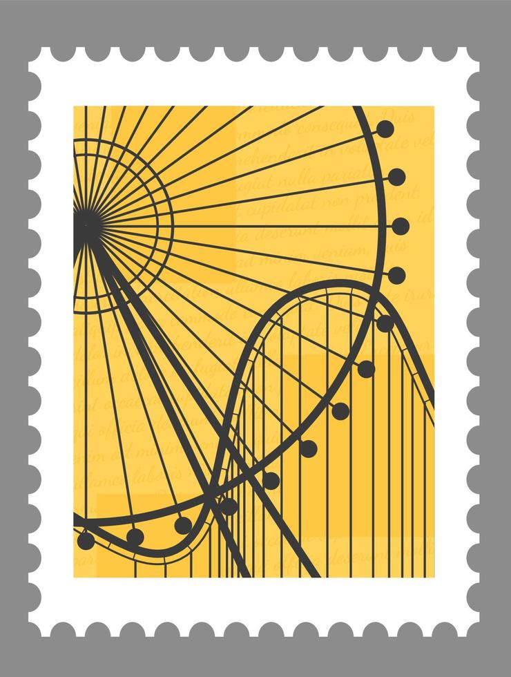 postal o matasellos de atracción y recreación vector