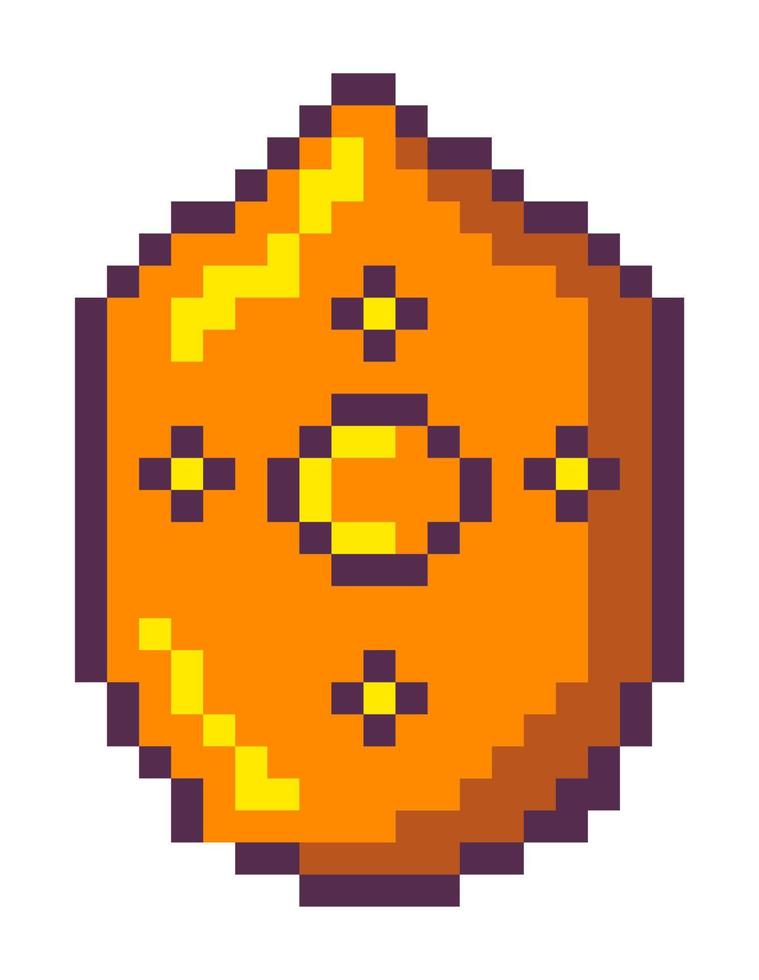 escudo medieval pixelado, diseño de juegos de arcade vector