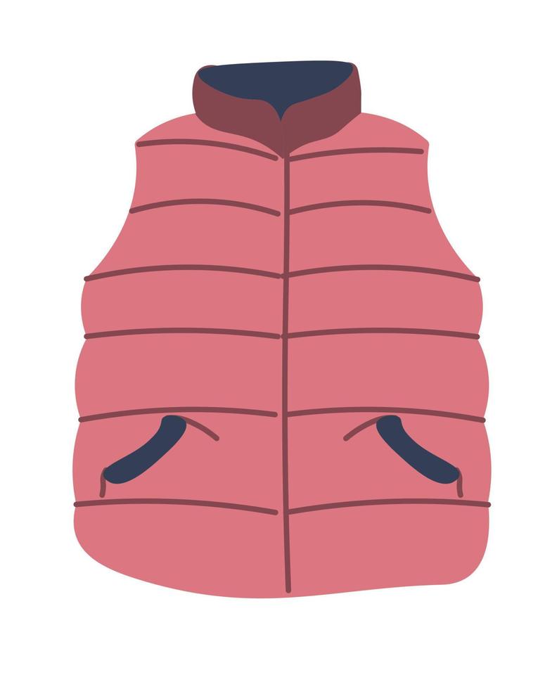 Winter puffer jacket with no sleeves, fashion vector