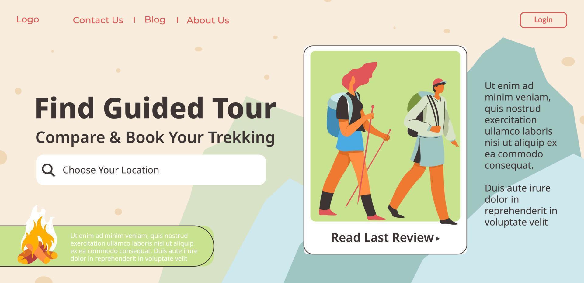 Find guided tour, compare and book trekking web vector
