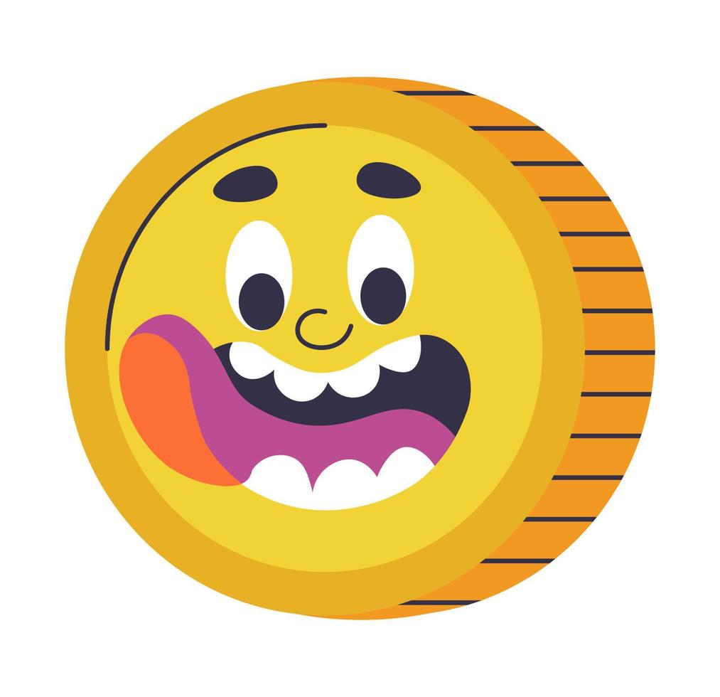 Funny coin character with greedy facial expression vector