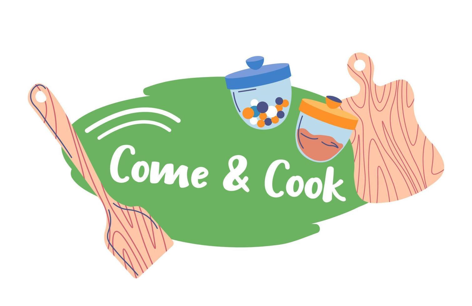 ven y cocina, vector de banner de clases culinarias