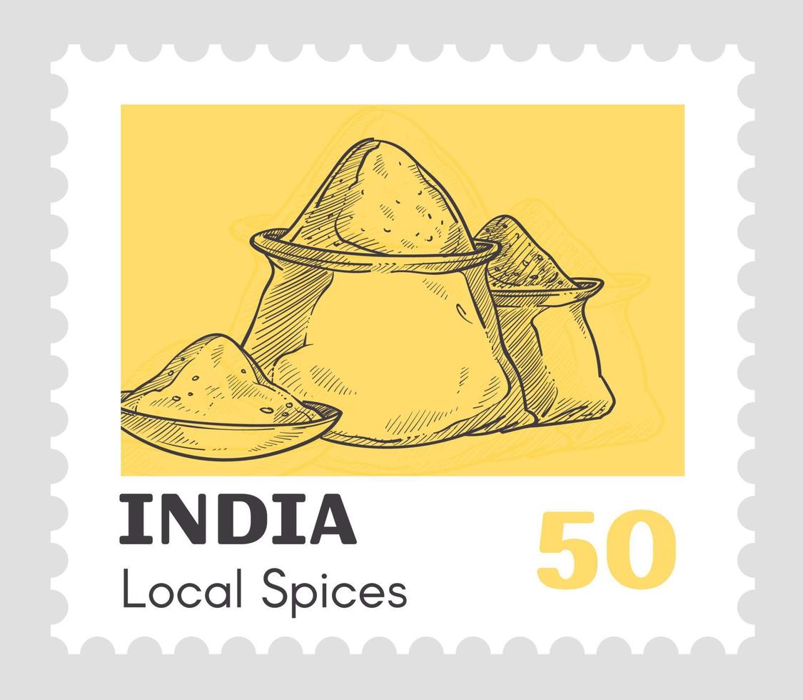 Indian local spices and culinary ingredients mark vector