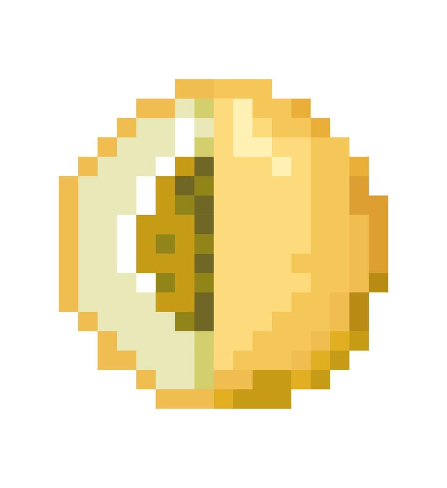 icono de fruta de píxel, arte pixelado de melón, vector