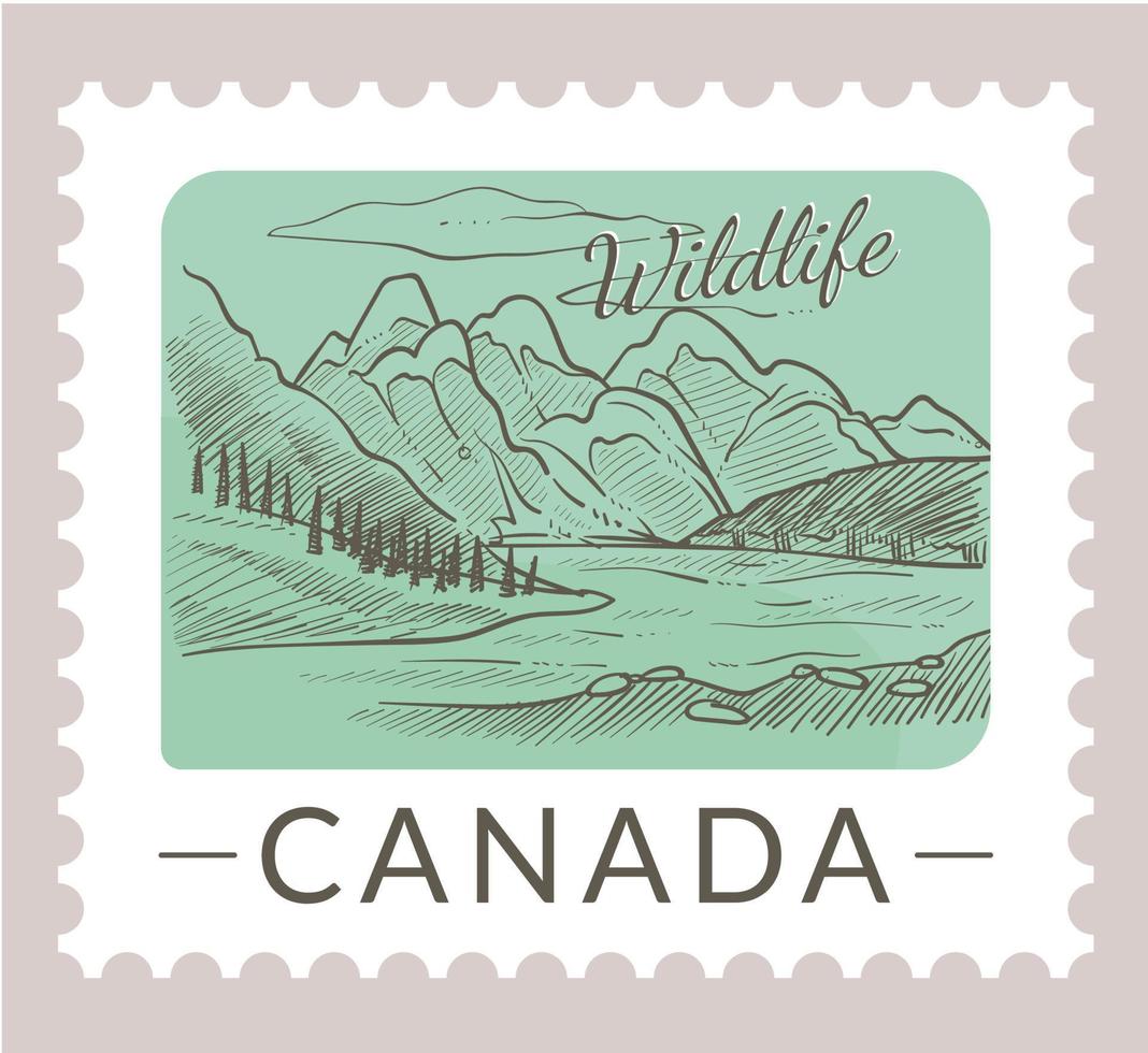 vida silvestre de canadá, postal con vector de paisaje