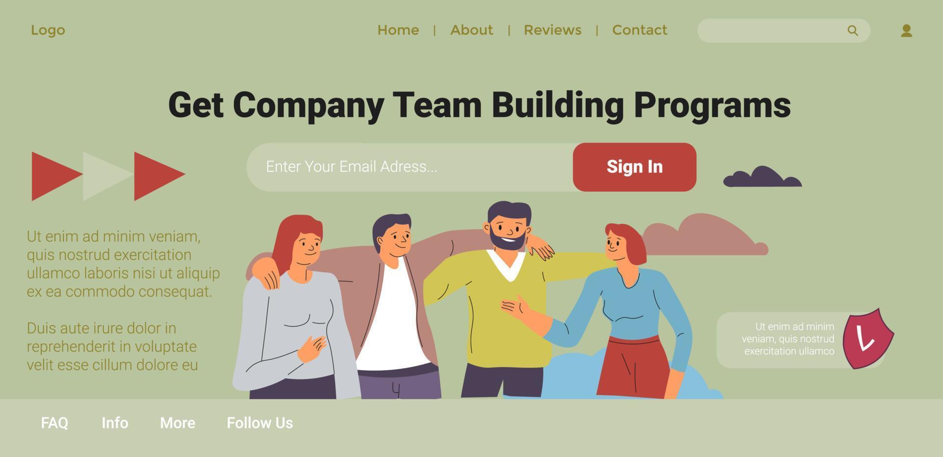 Get company team building programs, website page vector