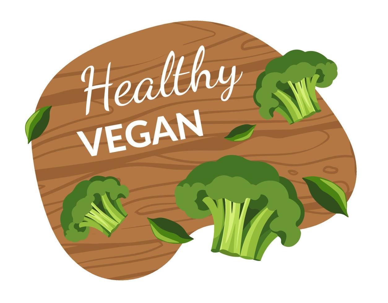 Healthy vegan meal broccoli on wooden board vector