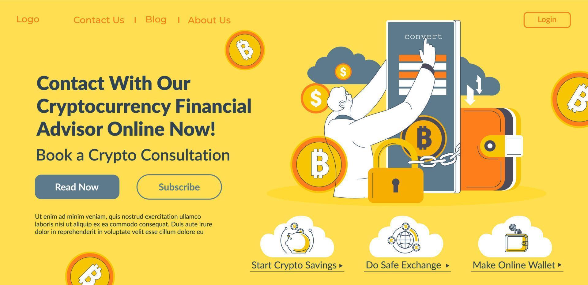 Contact with our cryptocurrency financial advisor vector