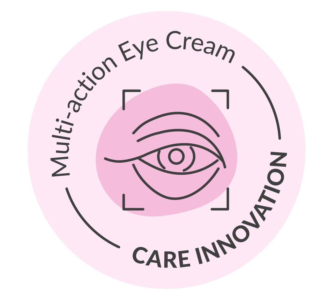 Multi action eye cream, care innovation labels vector