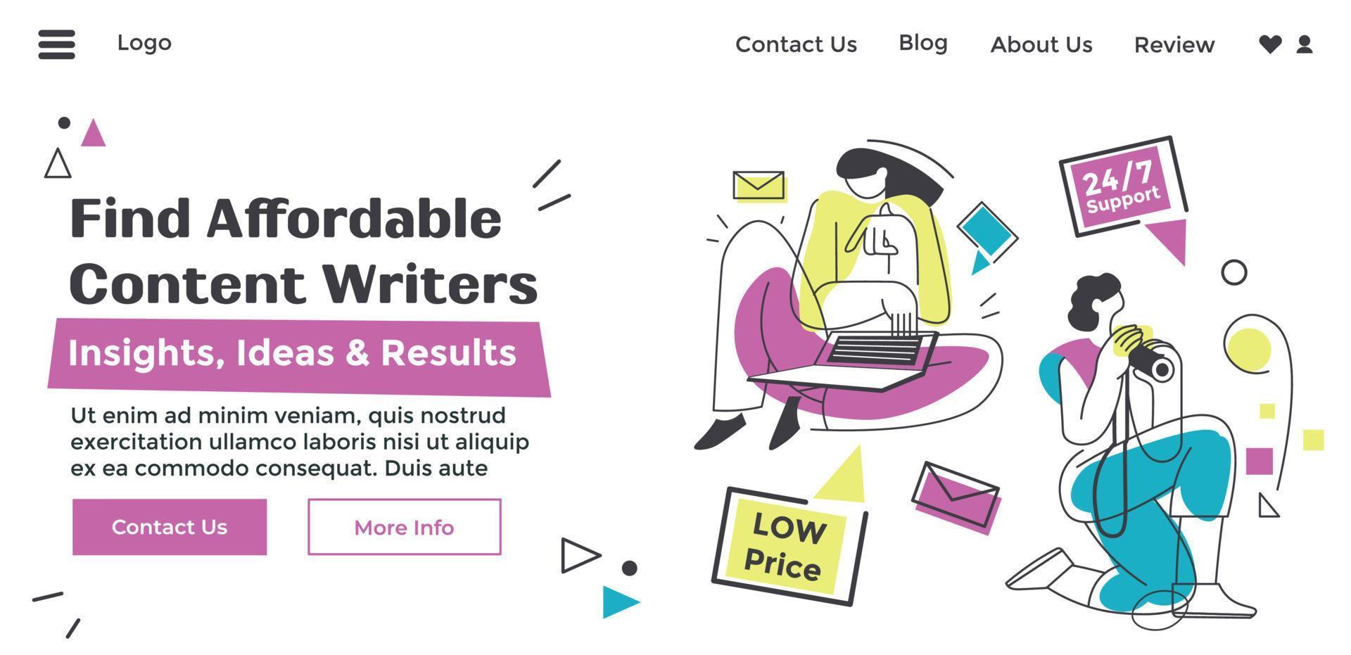 Find affordable content writers, insights ideas vector
