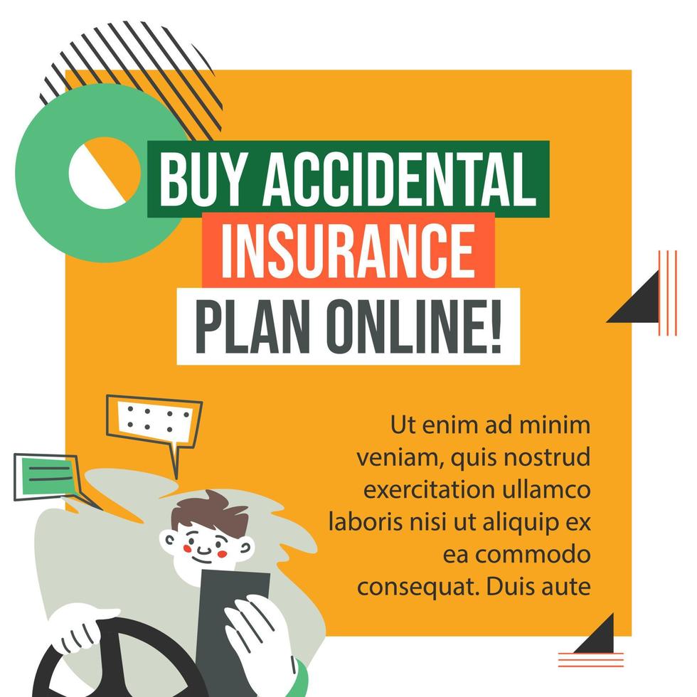 compre un plan de seguro accidental en línea, banner promocional vector