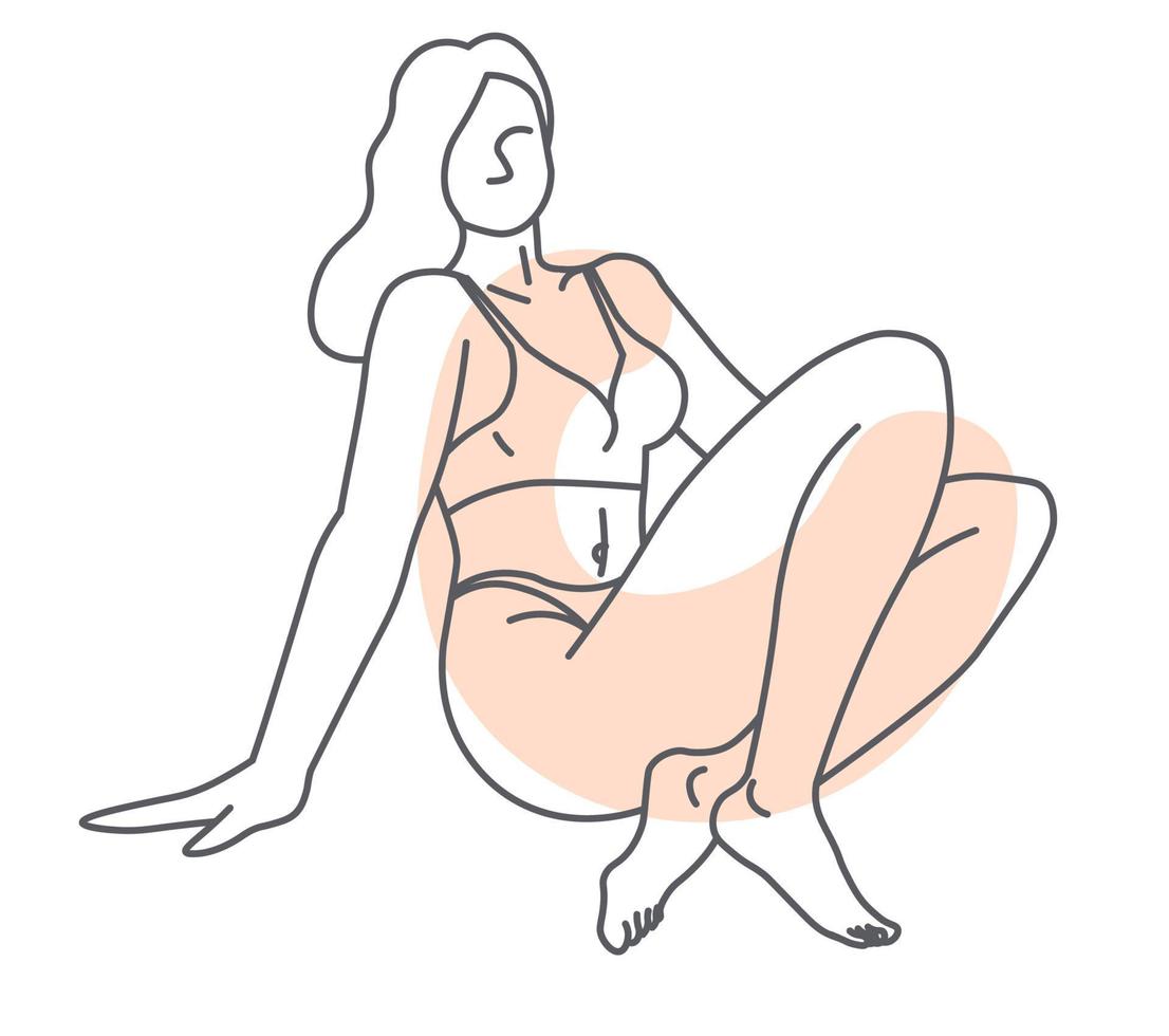 forma del cuerpo, personaje femenino en boceto de ropa interior vector