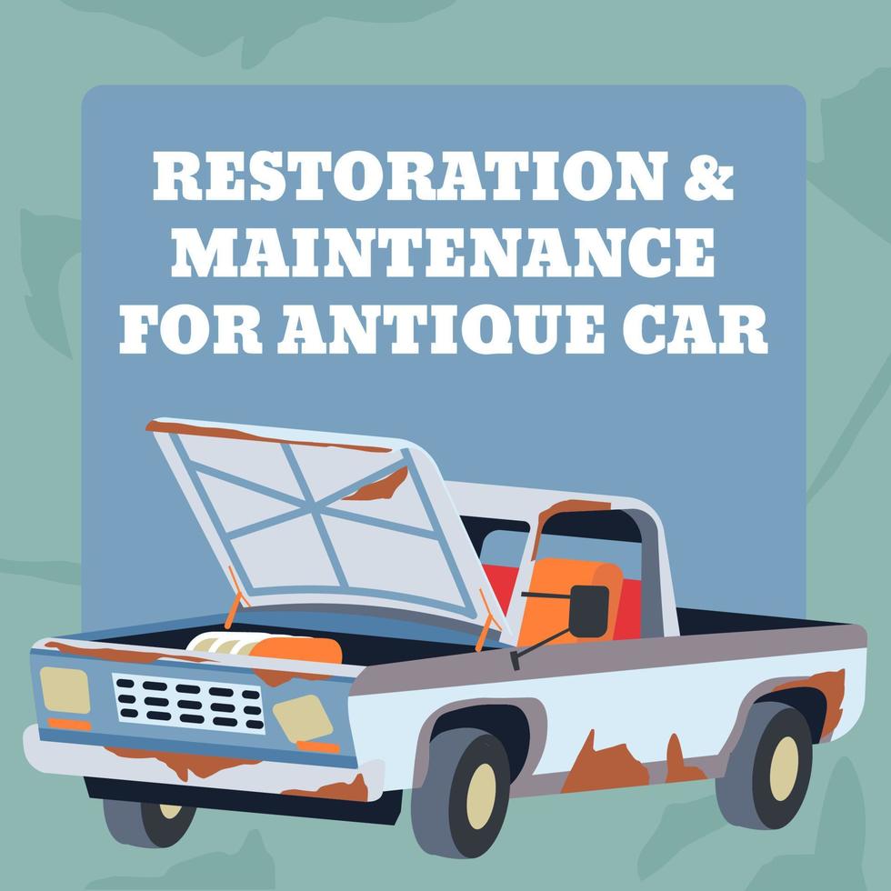 Restoration and maintenance for antique old cars vector