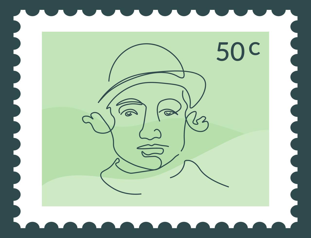 Man in hat portrait, postmark delivery service vector