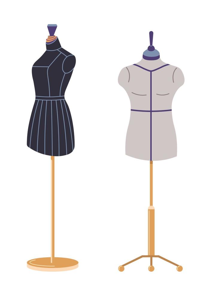 Designing and sewing clothes, mannequins for shop vector