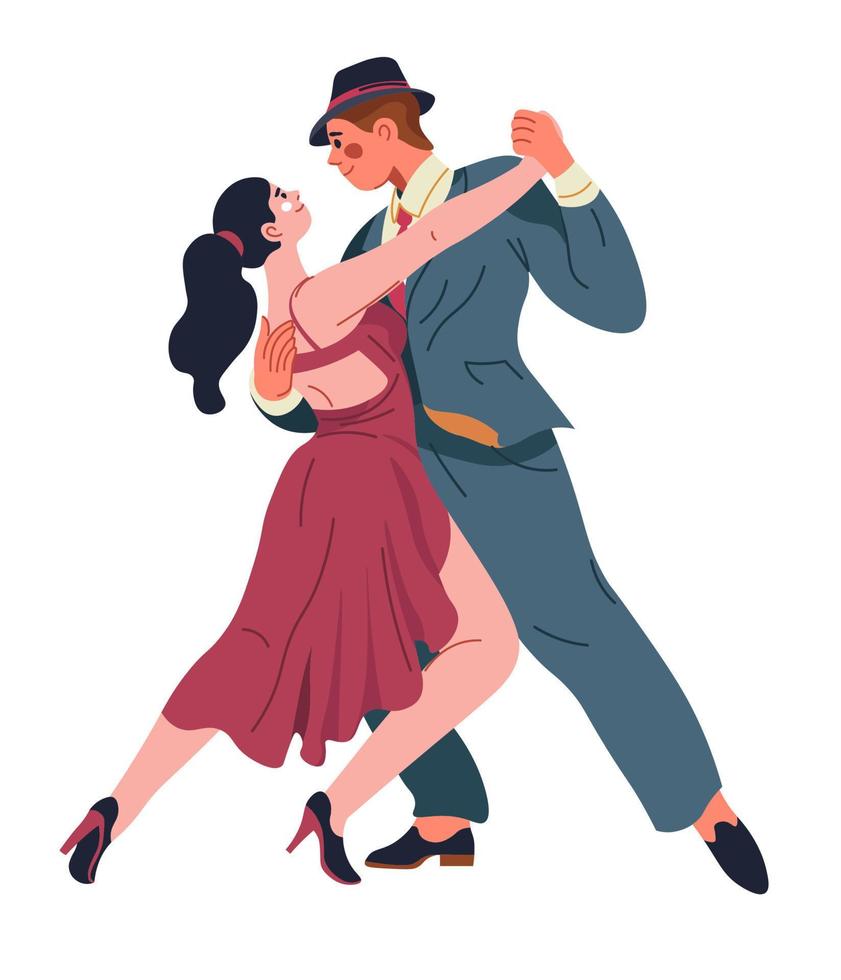 Dancing pair, professional tango dancers on stage vector