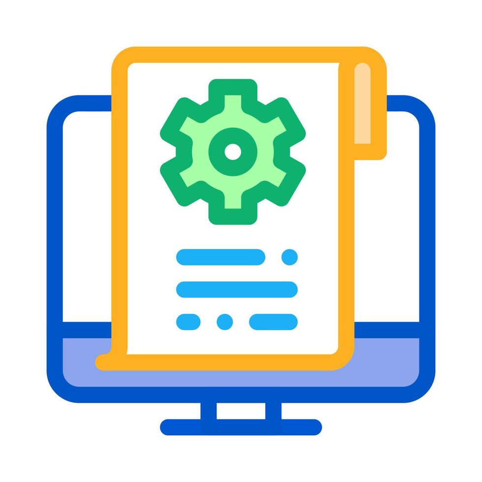 settings documents in computer icon vector outline illustration