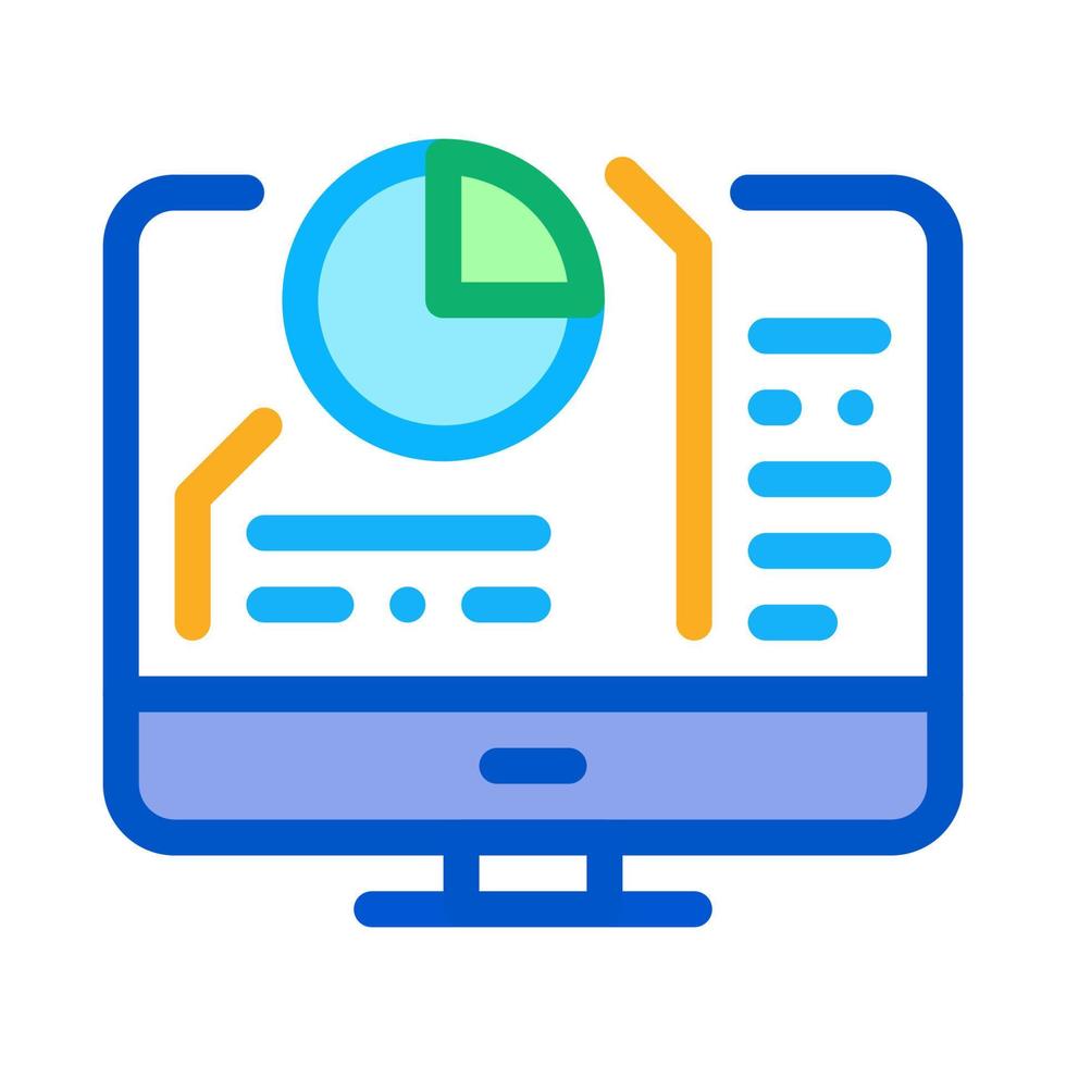 pie chart in computer icon vector outline illustration