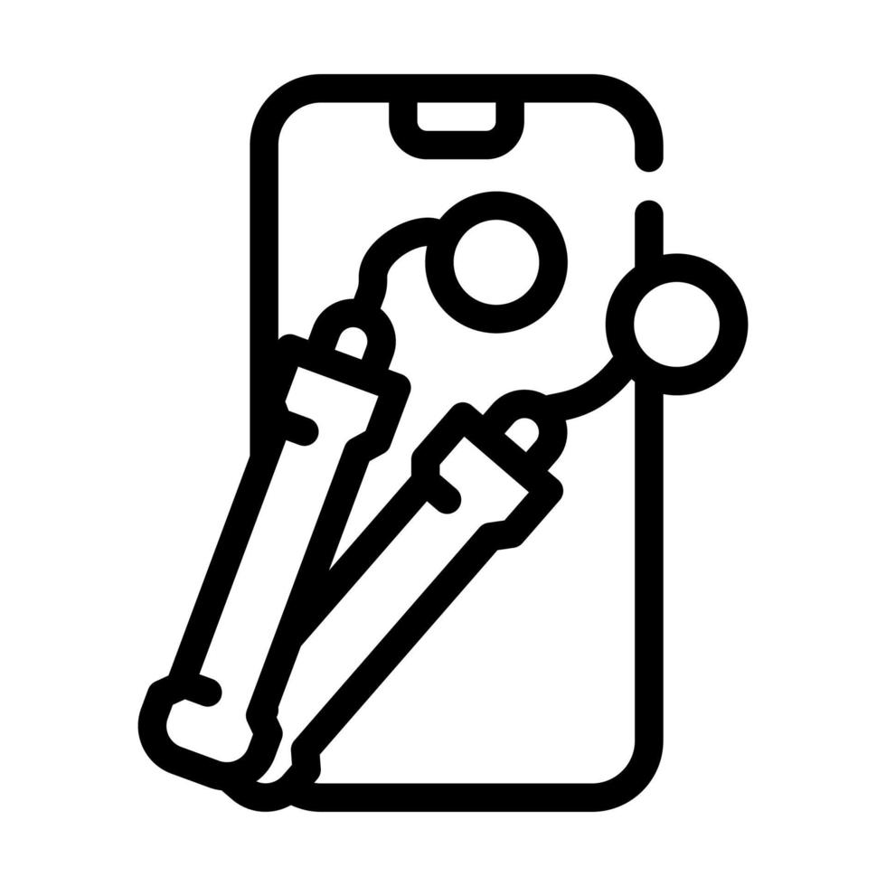 ilustración de vector de icono de línea de dispositivo de gimnasio de cuerda de saltar electrónica