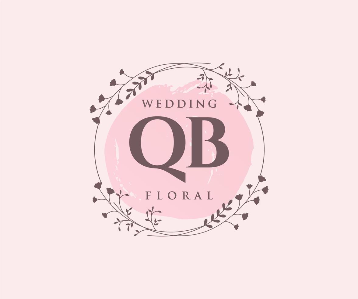 QB Initials letter Wedding monogram logos template, hand drawn modern minimalistic and floral templates for Invitation cards, Save the Date, elegant identity. vector
