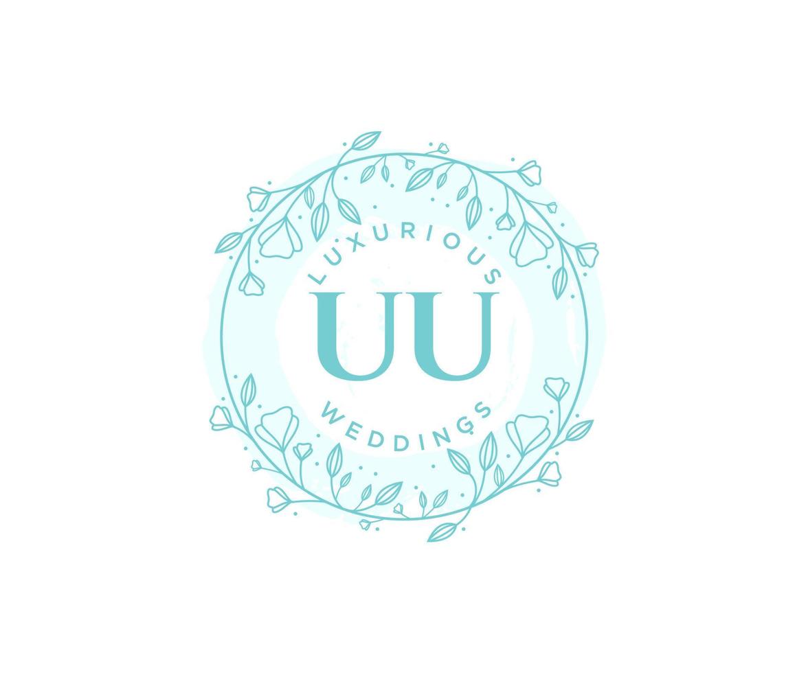 UU Initials letter Wedding monogram logos template, hand drawn modern minimalistic and floral templates for Invitation cards, Save the Date, elegant identity. vector