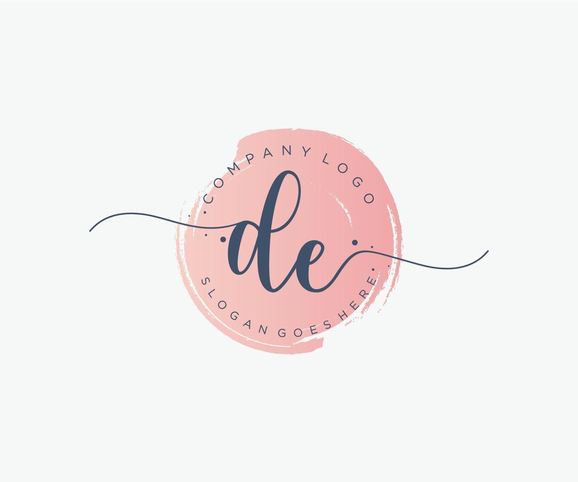 Initial DE feminine logo. Usable for Nature, Salon, Spa, Cosmetic and Beauty Logos. Flat Vector Logo Design Template Element.