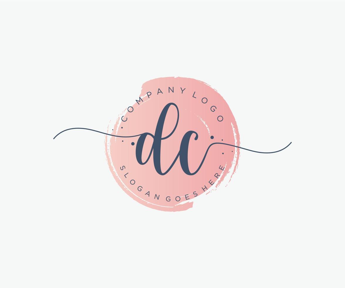 Initial DC feminine logo. Usable for Nature, Salon, Spa, Cosmetic and Beauty Logos. Flat Vector Logo Design Template Element.