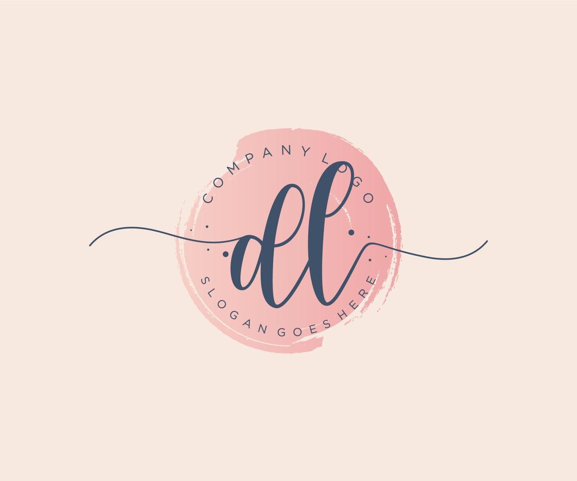 Initial DL feminine logo. Usable for Nature, Salon, Spa, Cosmetic and Beauty Logos. Flat Vector Logo Design Template Element.
