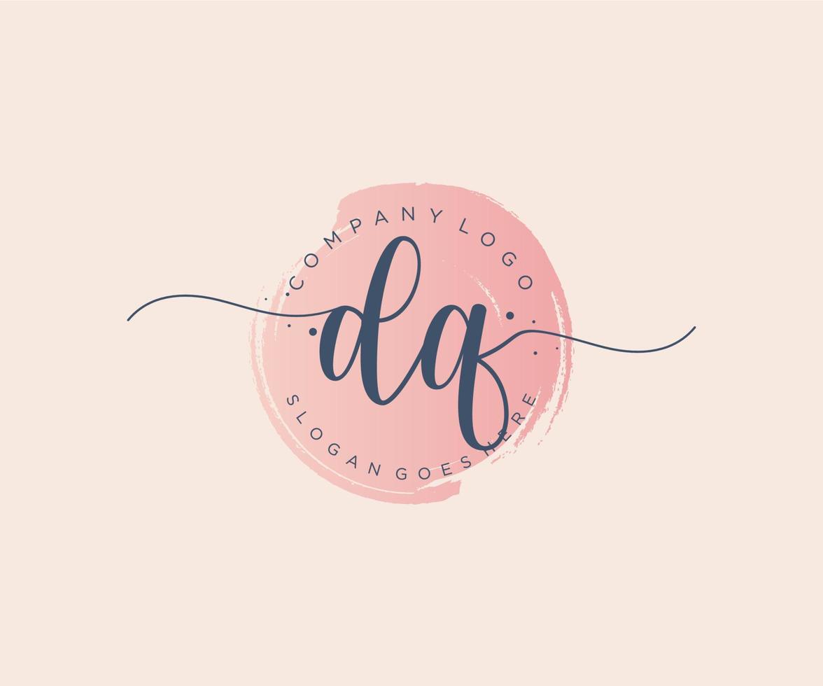 Initial DQ feminine logo. Usable for Nature, Salon, Spa, Cosmetic and Beauty Logos. Flat Vector Logo Design Template Element.