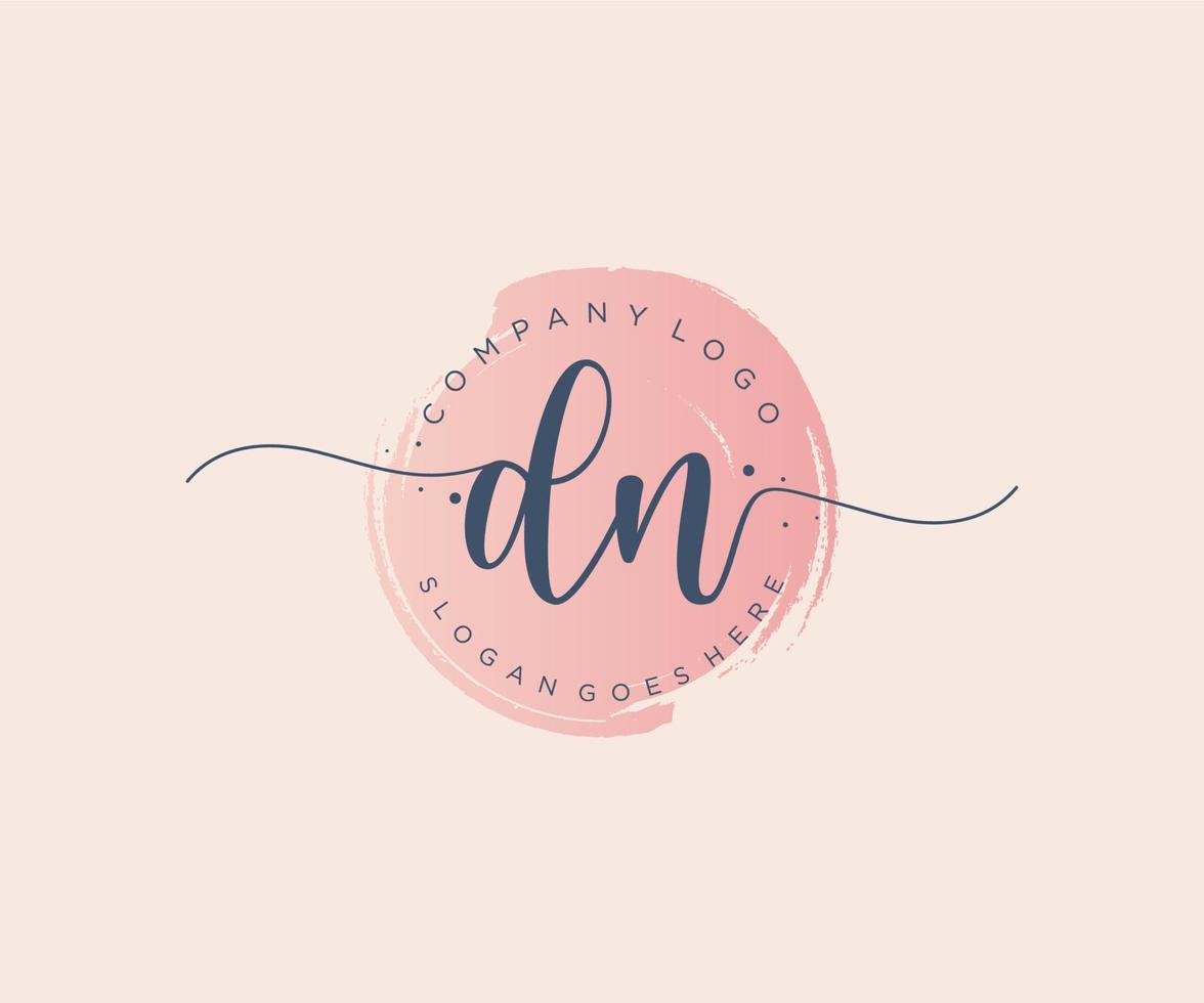 Initial DN feminine logo. Usable for Nature, Salon, Spa, Cosmetic and Beauty Logos. Flat Vector Logo Design Template Element.