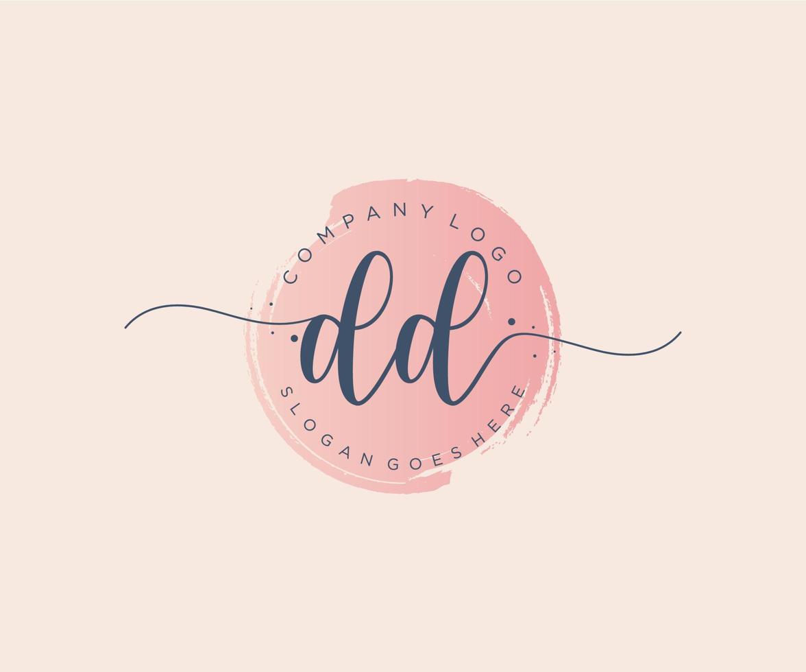 Initial DD feminine logo. Usable for Nature, Salon, Spa, Cosmetic and Beauty Logos. Flat Vector Logo Design Template Element.