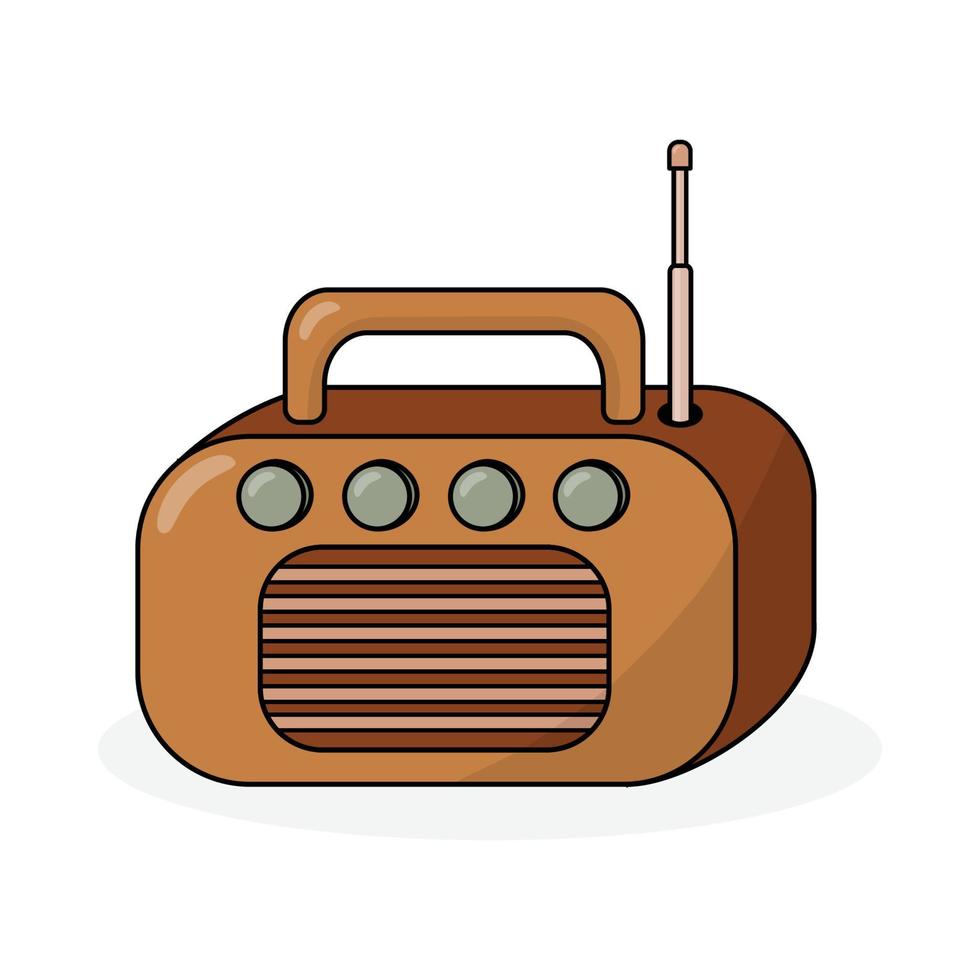 Retro radio receiver icon. Cartoon vector, flat vector