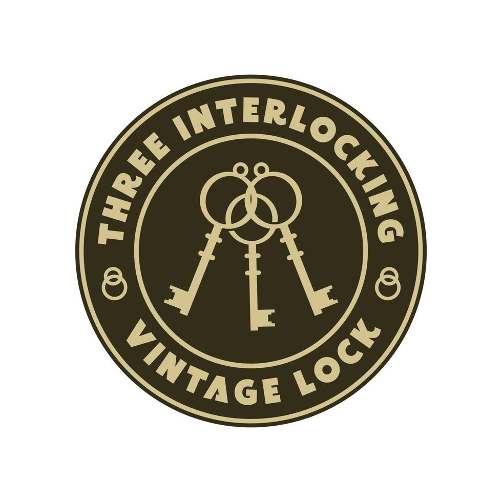 Medieval vintage lock design vector illustration, three interlocking locks. Logo Design Emblem Badge Stamp Design Retro Vintage. Symbol, template