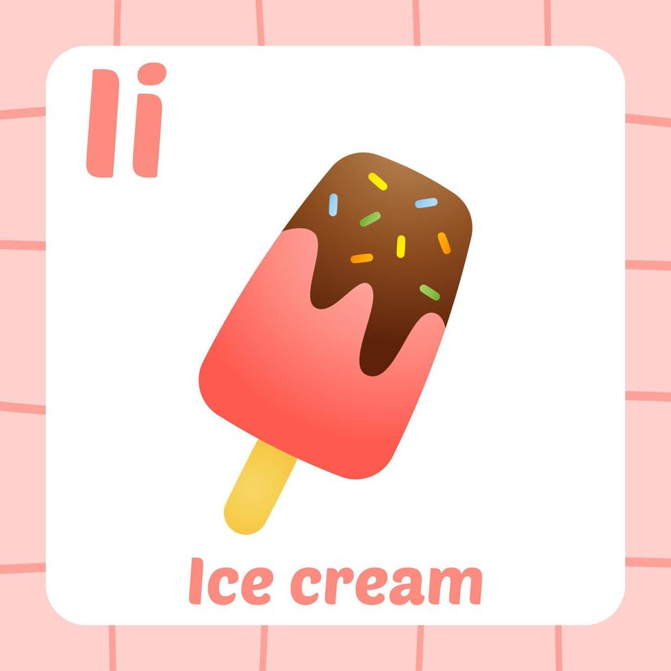 flashcard for kids, ice cream vector 17550749 Vector Art at Vecteezy