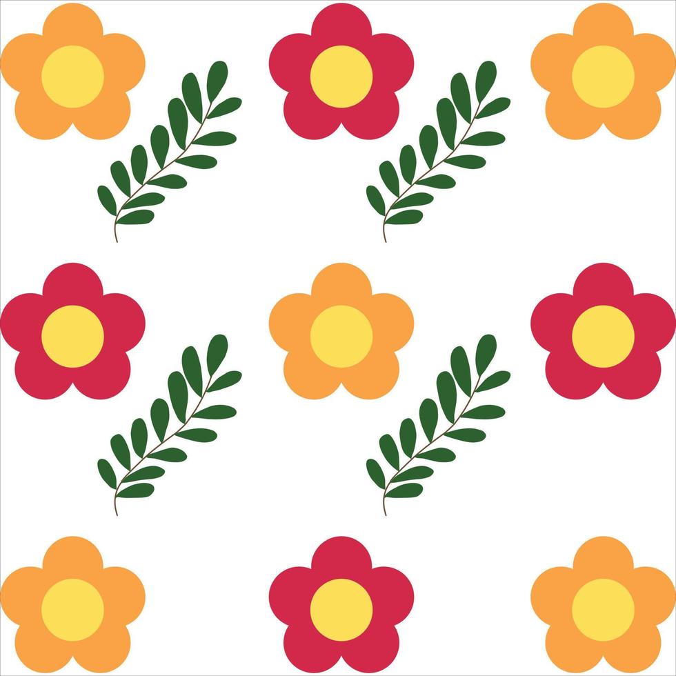 Flowers and leaves pattern vector