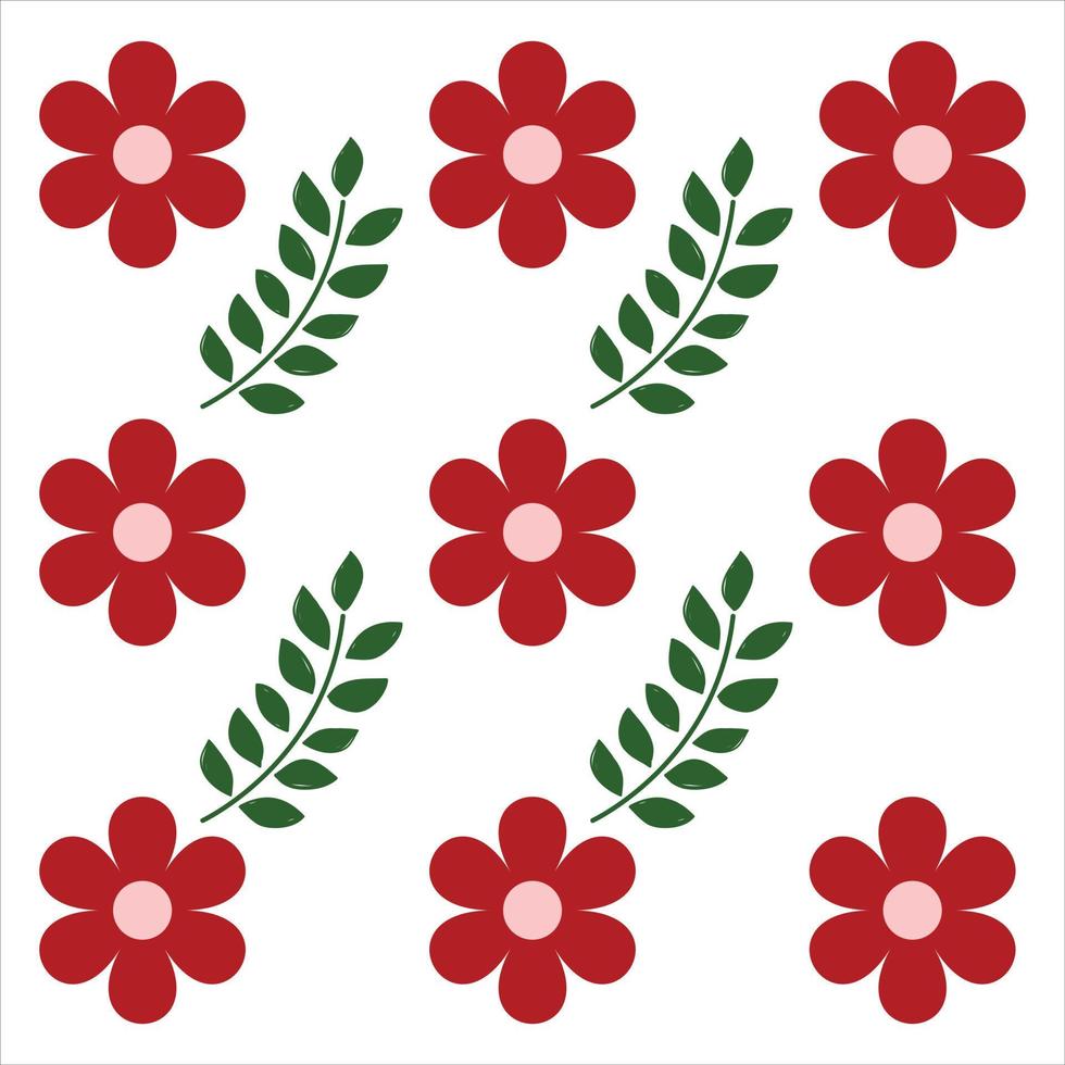 Flowers and leaves pattern vector