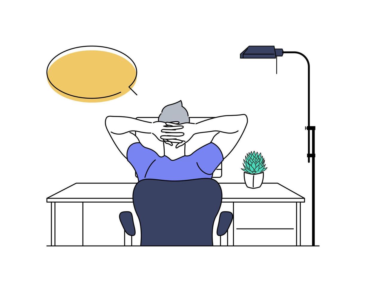 A man relaxes in front of a table vector