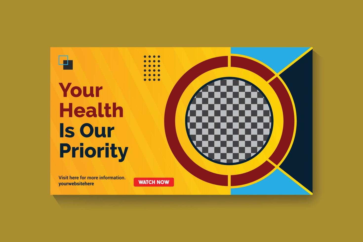 miniatura de atención médica, banner web y diseño de plantilla de portada de redes sociales vector