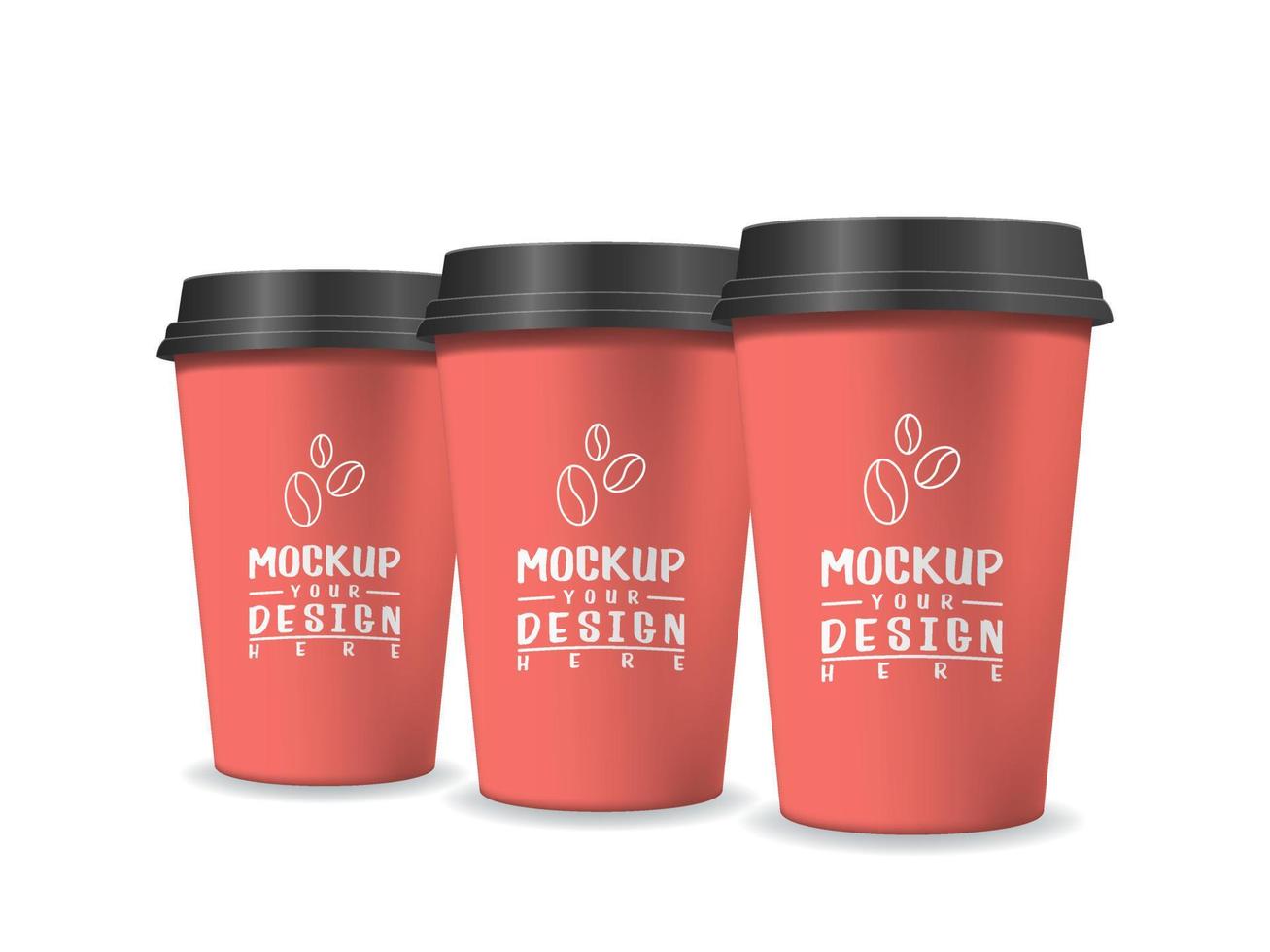 Realistic vector paper cups, cup mockup